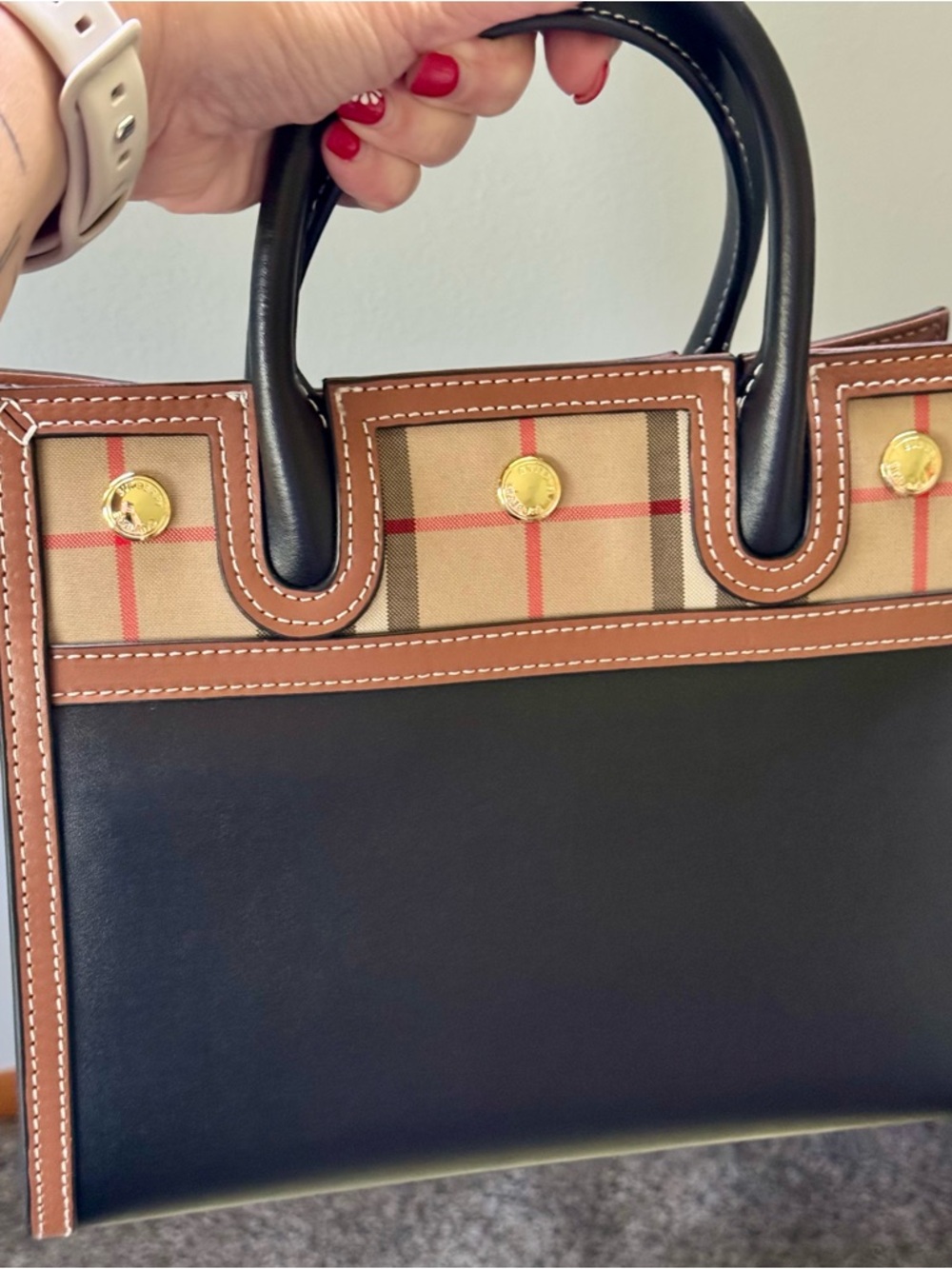 Burberry Black and Tan Plaid Tote